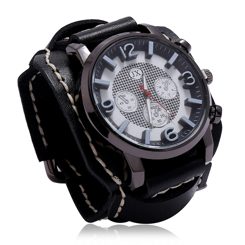 Leather Watch Band Men - Punk Vintage Genuine Leather Strap Electronic
