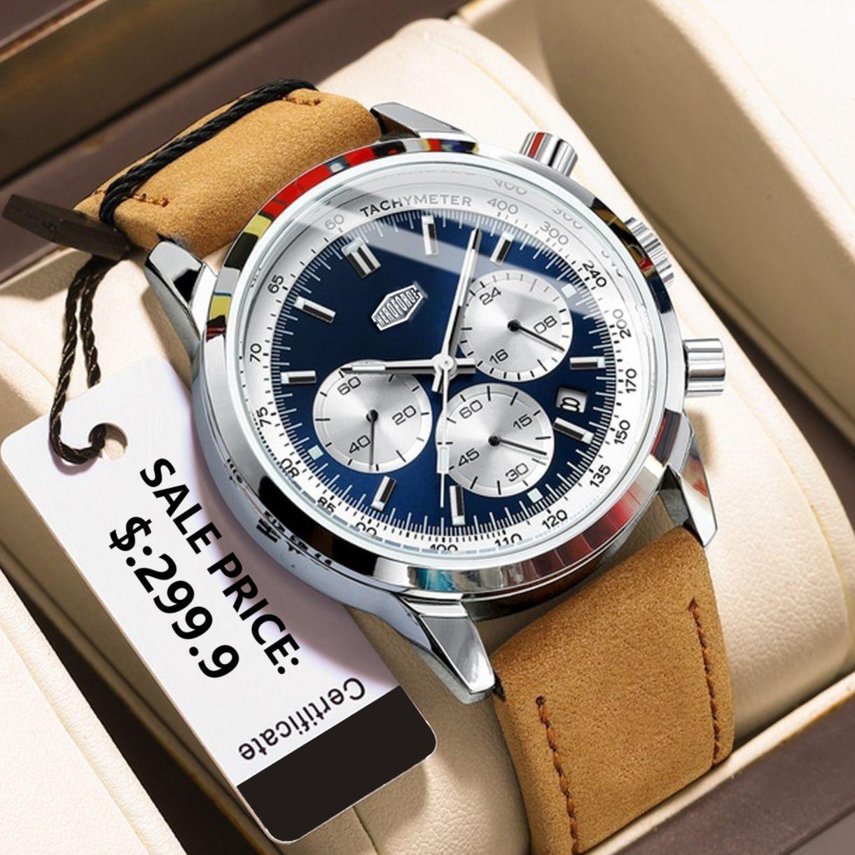 HEROFORCE Classic Silver Blue  - Leather Watch Band Men review and price