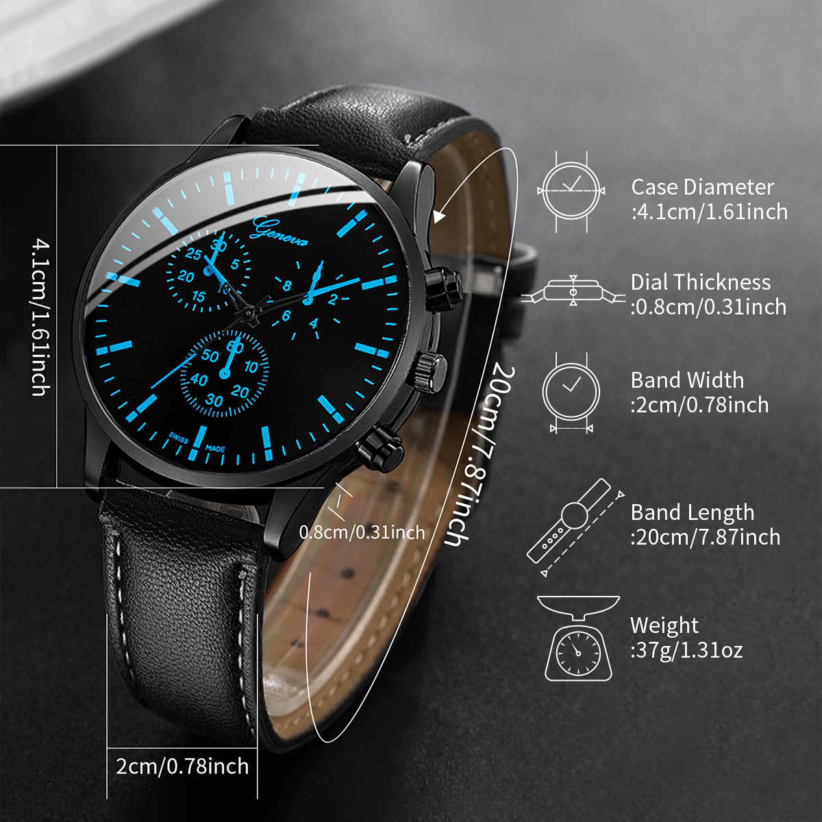 3PCS Fashion Men Business Watc - Leather Watch Band Men review and price