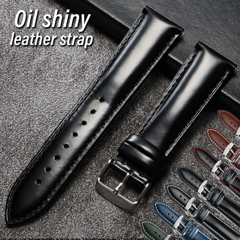 Oil Shiny Genuine Leather Stra - Leather Strap Quick Release review and price